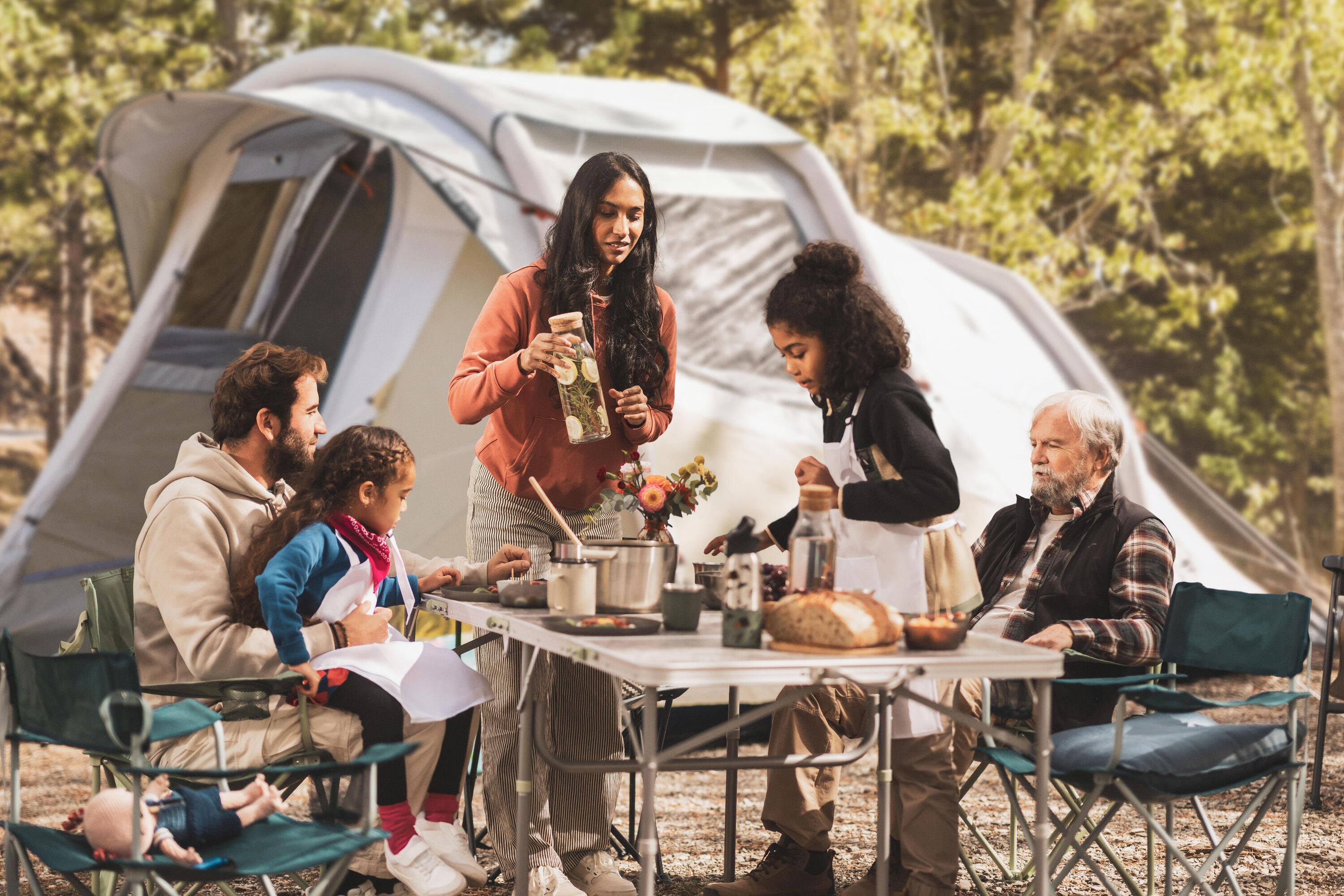 Family tent ready for camping