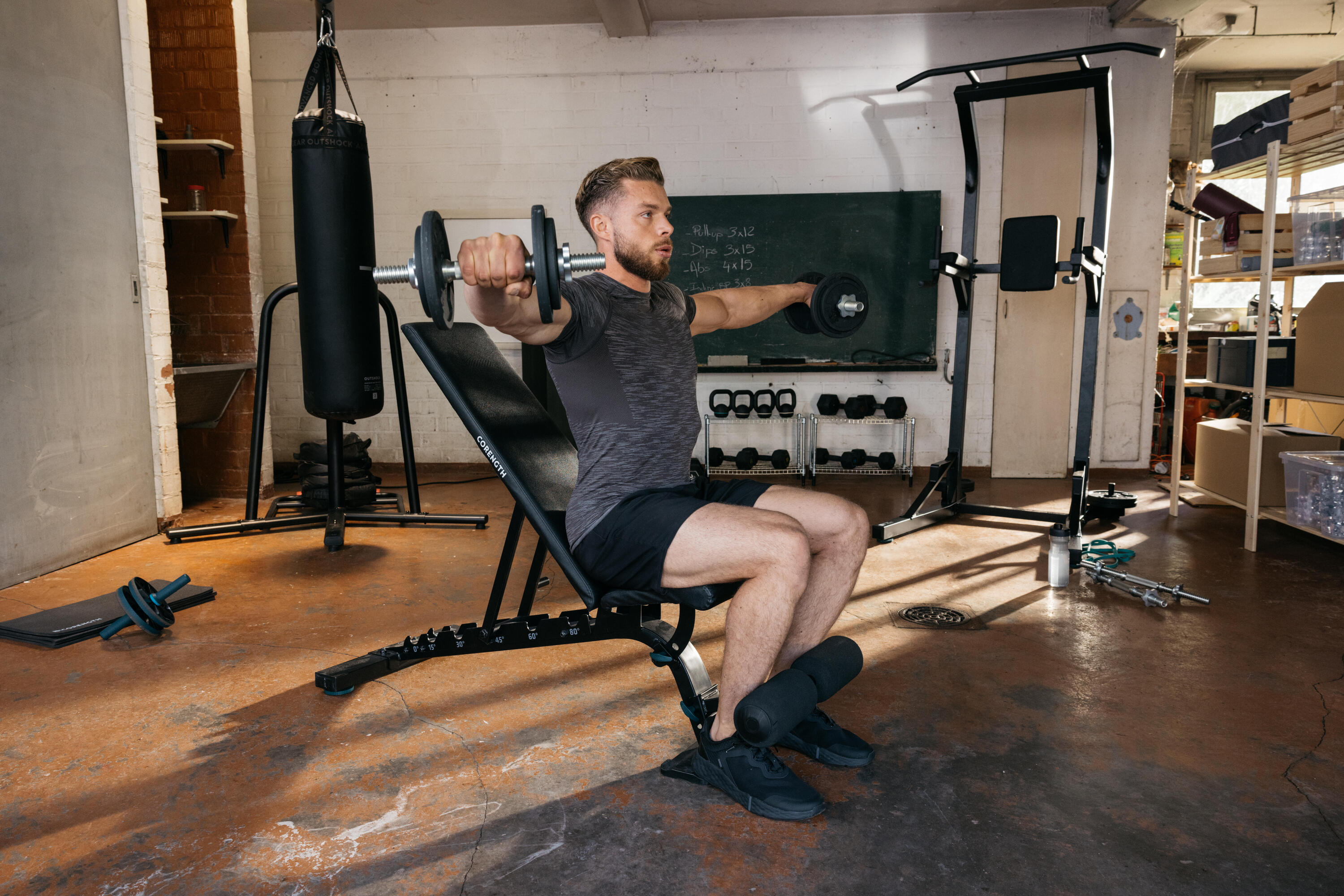 Weight bench for pressing and lifting
