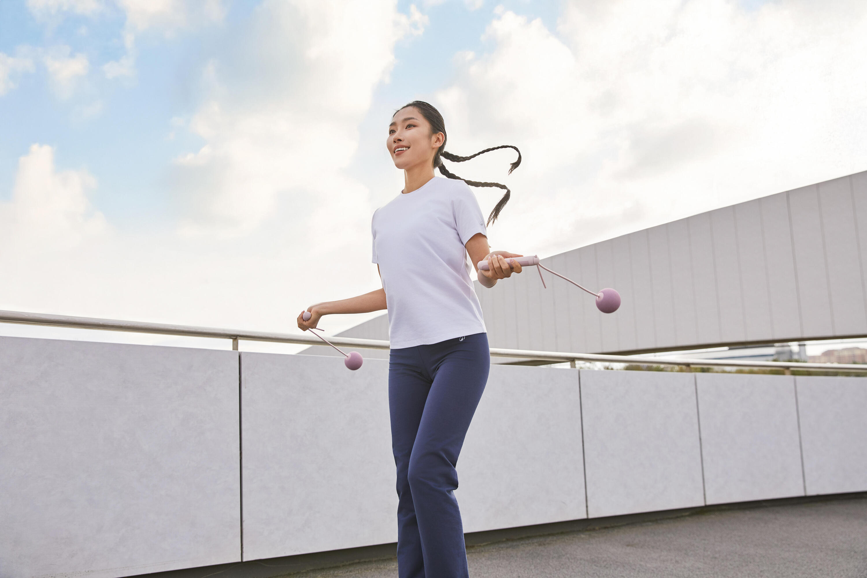 Jump rope on a gym floor