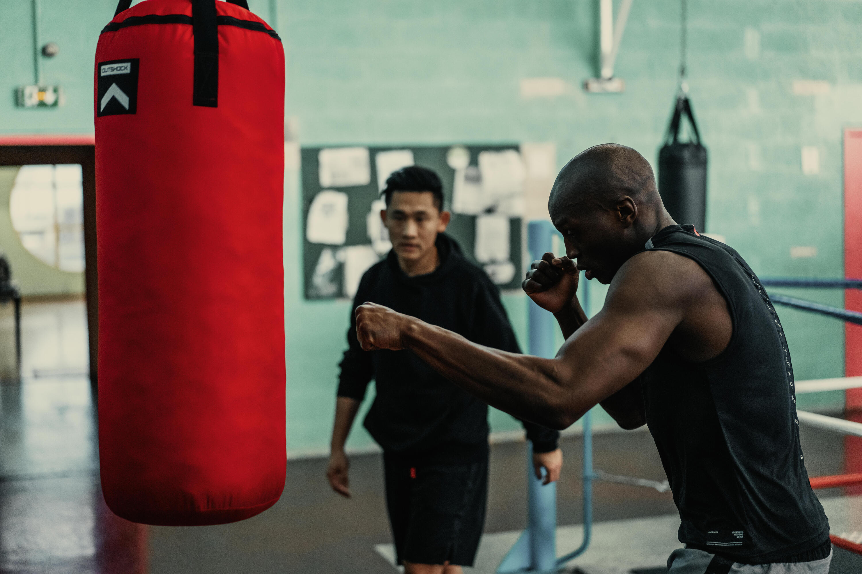 Person training with a punching bag